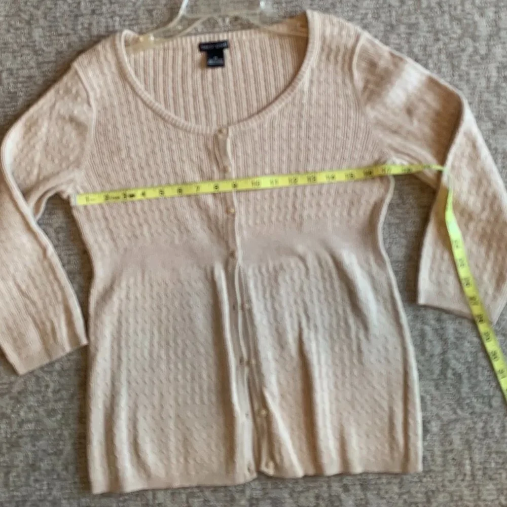 2/$20 Bay Studio Oatmeal color 3/4 Sleeve Cardigan - Size Medium - Picture 6 of 7